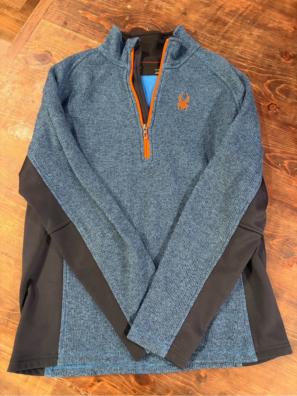 Spyder Men’s Blue Half-Zip Sweater with Orange Trim